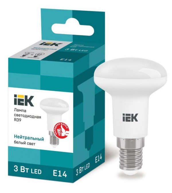  Лампа светодиодная ECO R39 3Вт 4000К бел. E14 270лм 230-240В IEK LLE-R39-3-230-40-E14 