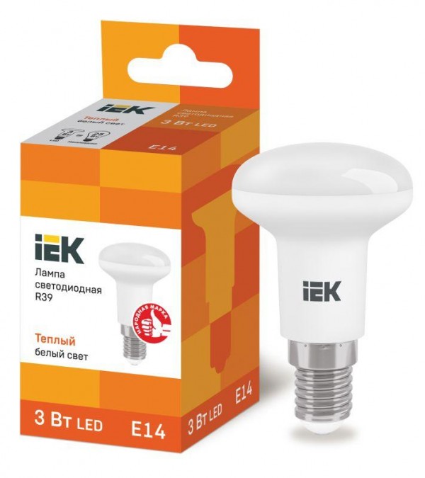  Лампа светодиодная ECO R39 3Вт 3000К тепл. бел. E14 270лм 230-240В IEK LLE-R39-3-230-30-E14 