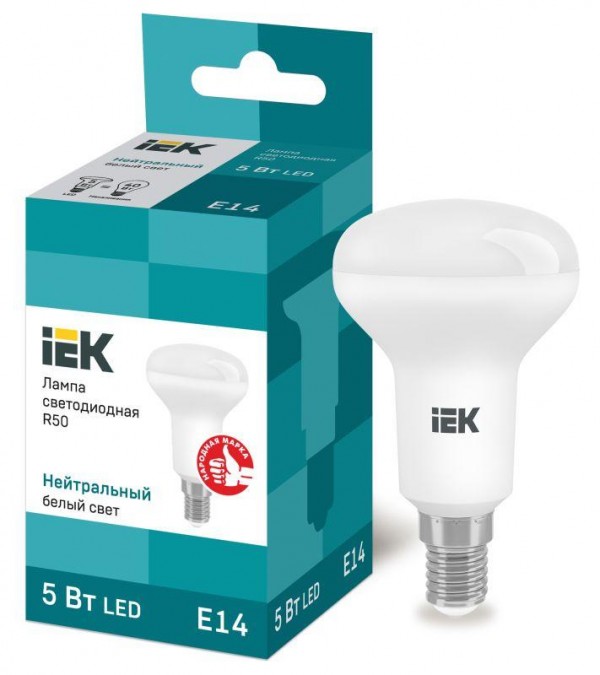  Лампа светодиодная ECO R50 5Вт 4000К бел. E14 450лм 230-240В IEK LLE-R50-5-230-40-E14 