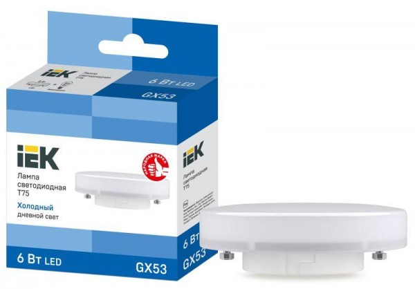  Лампа светодиодная T75 таблетка 6Вт 230В 6500К GX53 IEK LLE-T80-6-230-65-GX53 