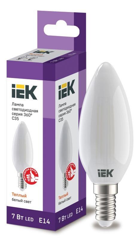  Лампа светодиодная 360° C35 7Вт свеча 3000К E14 230В мат. IEK LLF-C35-7-230-30-E14-FR 