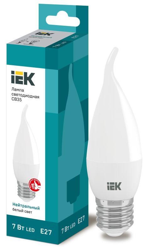  Лампа светодиодная ECO CB35 7Вт свеча на ветру 4000К E27 230В IEK LLE-CB35-7-230-40-E27 