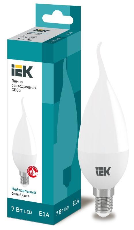  Лампа светодиодная ECO CB35 7Вт свеча на ветру 4000К E14 230В IEK LLE-CB35-7-230-40-E14 