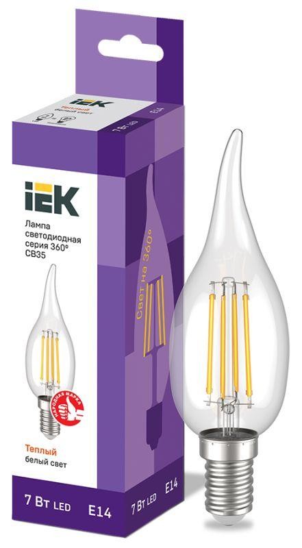  Лампа светодиодная ECO CB35 7Вт свеча на ветру 3000К E14 230В IEK LLE-CB35-7-230-30-E14 
