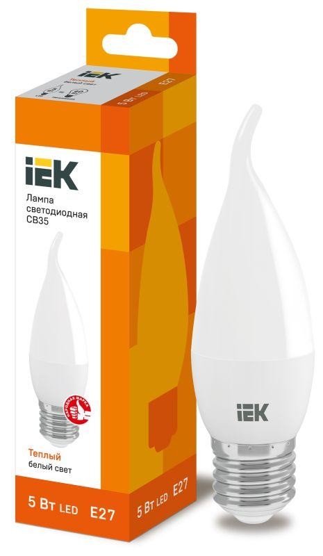  Лампа светодиодная ECO CB35 5Вт свеча на ветру 3000К E27 230В IEK LLE-CB35-5-230-30-E27 