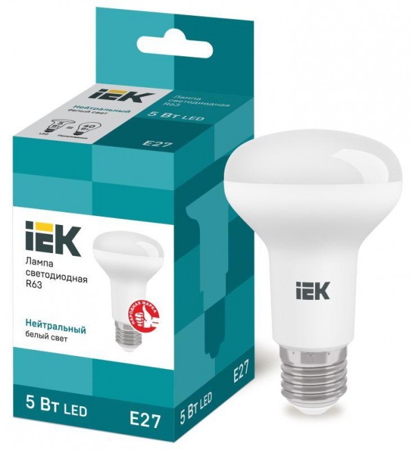  Лампа светодиодная ECO R63 5Вт 4000К бел. E27 360лм 230-240В IEK LLE-R63-5-230-40-E27 