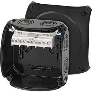  Коробка распределительная ОП 130х130х77мм IP66/67 с клемм. KF 0606 B черн. HENSEL 62000056 