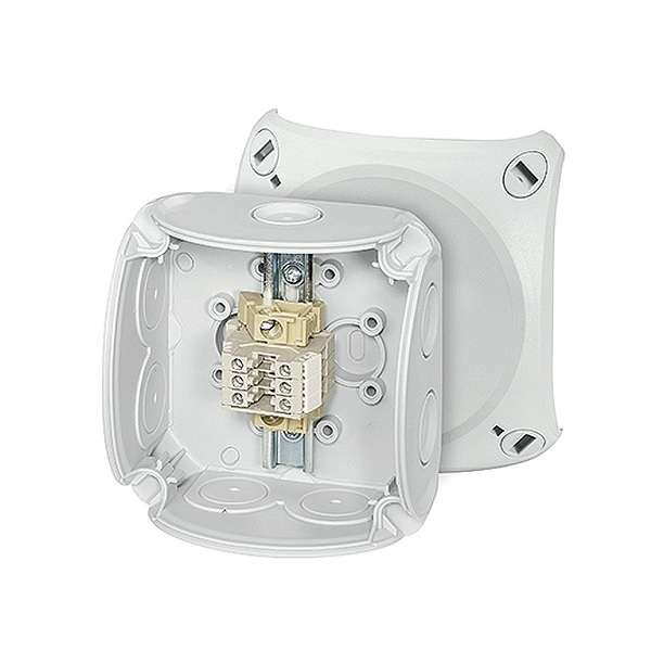  Коробка 93х93х62 RK 0203 T 7+1 мемб. вводов 3-клеммы 0.5-2.5 кв.мм сер. PP IP66 HENSEL 62000171 