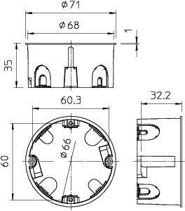  Коробка монтажная для полых стен d68мм H35мм HG 60-35 OBO 2003426 