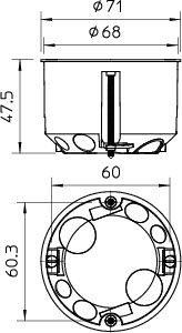  Коробка монтажная 68х47х68 для полых стен HG 60 PP OBO 2003414 