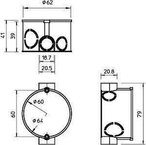  Коробка монтажная скрыт. D60х40 UG 60 D OBO 2003015 