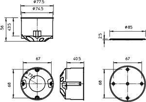 Комплект коробка монтаж. с крышкой 74х50х74 для полых стен HV 70 D PP (уп.1шт) OBO 2003430 