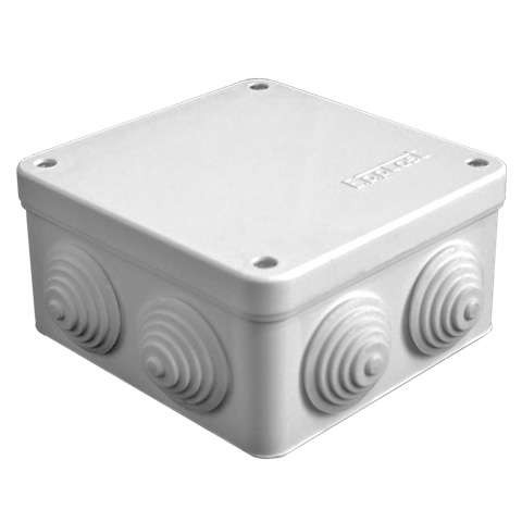  Коробка распределительная ОП 105х105х56мм IP54 7 выходов 4 гермоввода крышка на винтах сер. Epplast 110042 