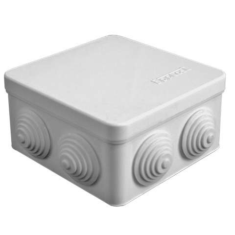  Коробка распределительная ОП 105х105х56мм IP54 7 выходов 4 гермоввода крышка защелкивающаяся сер. Epplast 100012 