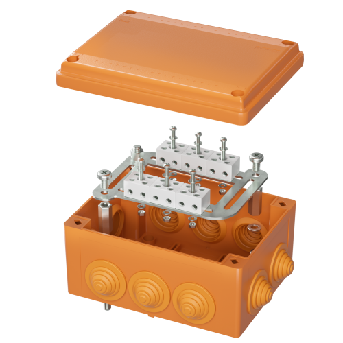  Коробка пластиковая FS с кабельными вводами и клеммниками IP55 240х190х90мм 8р 450V 20А 10кв.мм нерж. контакт DKC FSK41810 