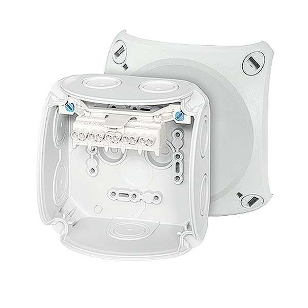  Коробка распределительная ОП 104х104х70мм PP IP66 DK 0402 G клеммы 0.75-4кв.мм 7+1 мемб. ввод. 5п сер. HENSEL 62000003 