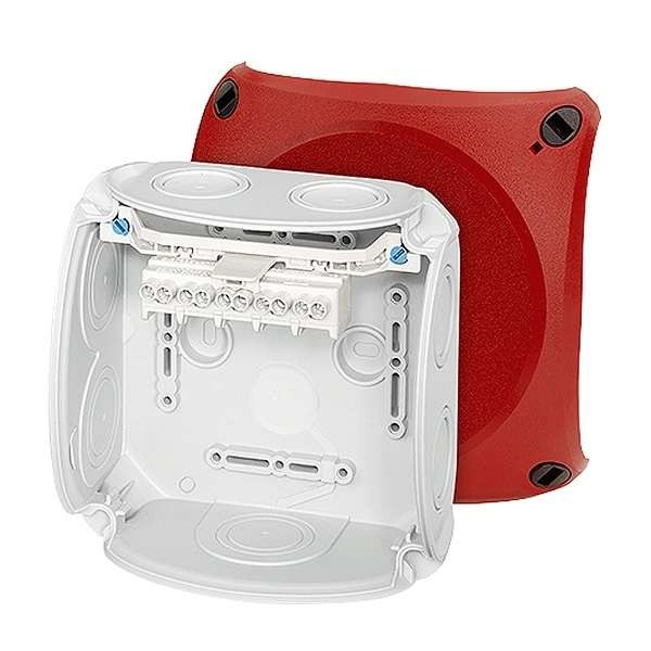  Коробка распределительная ОП 130х130х77мм PP IP66 DK 0604 клеммы 1.5-6кв.мм R 7+1 мемб. ввод. 5п сер./красн. HENSEL 62000040 