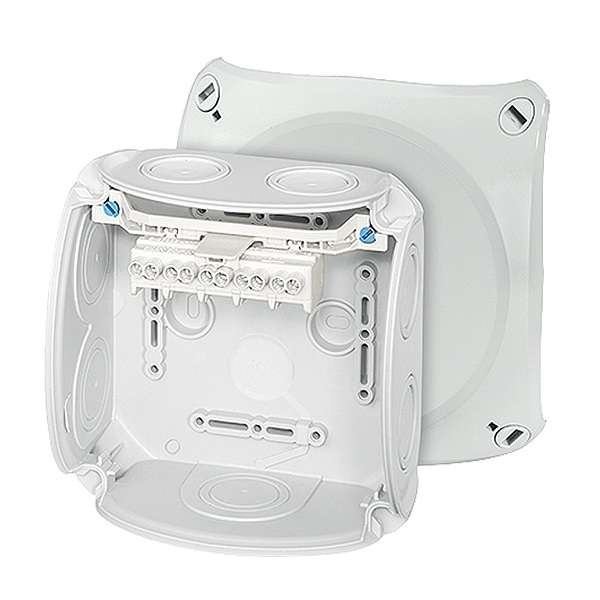  Коробка распределительная ОП 130х130х77мм PP IP66 DK 0604 G клеммы 1.5-6кв.мм 7+1 мемб. ввод. 5п сер. HENSEL 62000006 