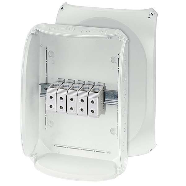  Коробка распределительная ОП 355х255х122мм PP IP66 DK 5055 G 10хМ25/М40/М63 5п кл. 16-50кв.мм без каб. вводов сер. HENSEL 62000163 