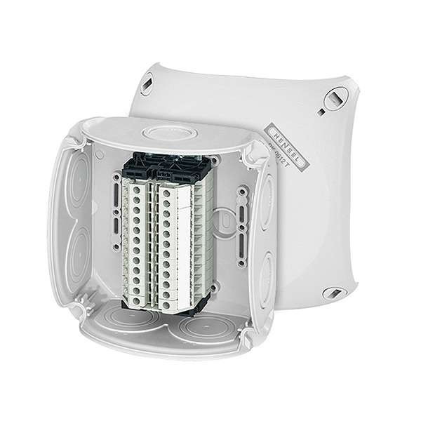  Коробка распределительная ОП 130х130х77мм PP IP66 RK 0612 12-клемм 0.5-4кв.мм 7+1 мемб. ввод. сер. HENSEL 62000176 