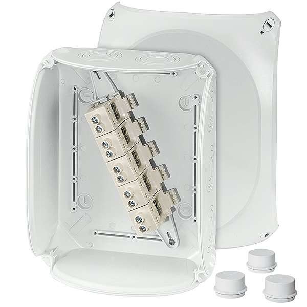  Коробка распределительная ОП 255х205х112мм PP IP55/IP66 с 3хESM40 DK 2525 G 10хМ25 М40.М50. 5п кл. 6-35кв.мм IP55 PP /IP66 с 3хESM40 сер. HENSEL 62000016 