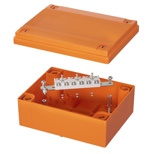  Коробка ответвительная FS 240х190х90хмм 6р 450В 20А 10кв.мм нерж. контакт с гладкими стенками и клеммн. IP56 пластик. DKC FSK40610 