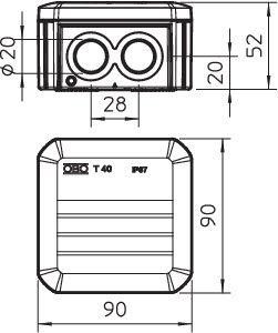  Коробка распределительная 90х90х52мм T 40 M20 KL OBO 2007904 