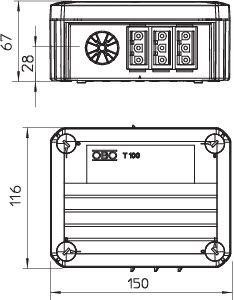  Коробка распределительная 150х116х67мм T 100 WS 1S3 3S3A OBO 2007870 