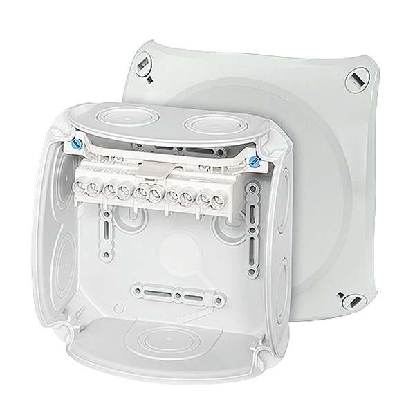  Коробка распределительная 130х130х77мм PP IP66 DK 0606 G клеммы 2.5-10кв.мм 7+1 мемб. вводов 5п сер. HENSEL 62000007 