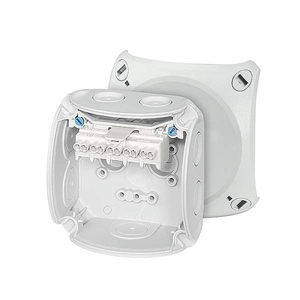  Коробка распределительная 93х93х62мм PP IP66 DK 0202 G клеммы 0.75-4кв.мм 7+1 мемб. вводов 5п сер. HENSEL 62000001 