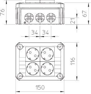  Коробка распределительная 150х116х67мм T 100 4MSD WS OBO 2007825 