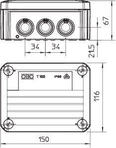  Коробка распределительная 150х116х67мм T 100 M25-M32 OBO 2007081 