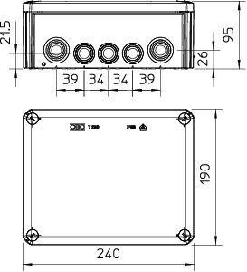  Коробка распределительная 240х190х95мм T 250 RO-LGR OBO 2007657 