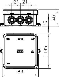  Коробка распределительная без клемм. колодки A11 свет. сер. OBO 2000342 