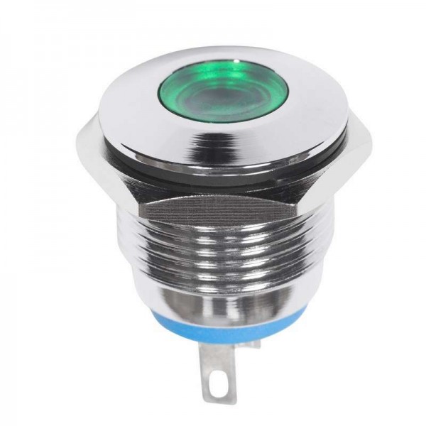  Индикатор металл. d16 12В подсветка зел. LED Rexant 36-4813 