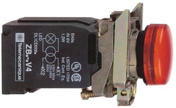  Лампа сигнальная 22мм LED 400В AC с трансф. питания красн. SchE XB4BV5B4 