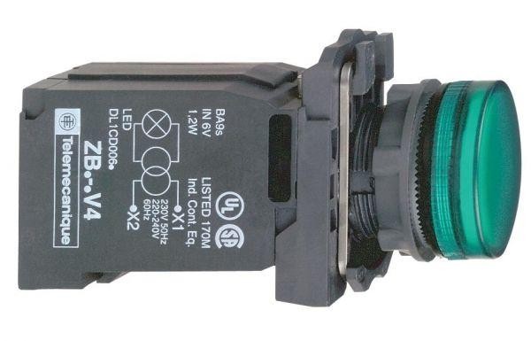  Лампа сигнальная 22мм 230В зел. SchE XB5AV43 