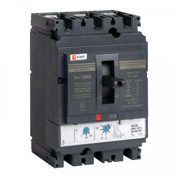  Выключатель автоматический 3п 250/200А 45кА ВА-99C Compact NS PROxima EKF mccb99C-250-200 
