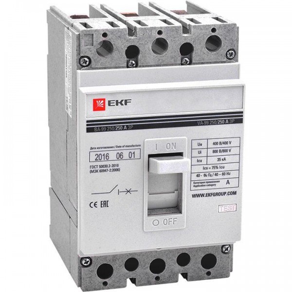  Выключатель автоматический 3п 250/160А 35кА ВА-99 PROxima EKF mccb99-250-160 