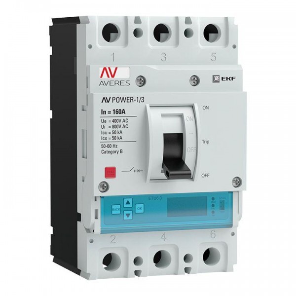  Выключатель автоматический 3п 160А 50кА AV POWER-1/3 ETU6.0 AVERES EKF mccb-13-160-6.0-av 