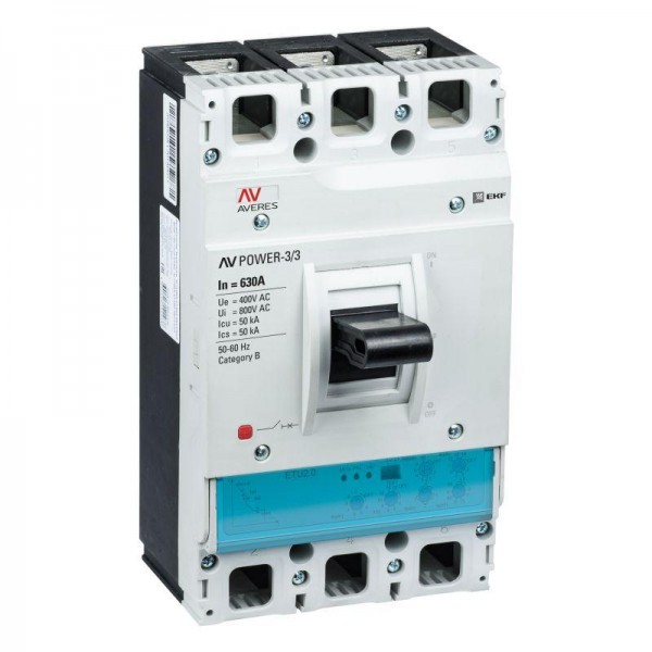  Выключатель автоматический 3п 630А 50кА AV POWER-3/3 ETU2.2 AVERES EKF mccb-33-630-2.2-av 