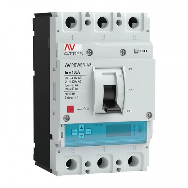  Выключатель автоматический 3п 100А 50кА AV POWER-1/3 ETU6.2 AVERES EKF mccb-13-100-6.2-av 