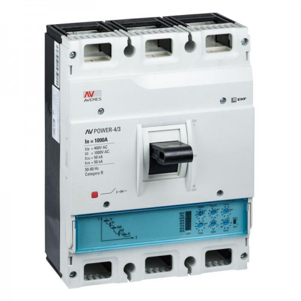  Выключатель автоматический 3п 1000А 50кА AV POWER-4/3 ETU2.2 AVERES EKF mccb-43-1000-2.2-av 