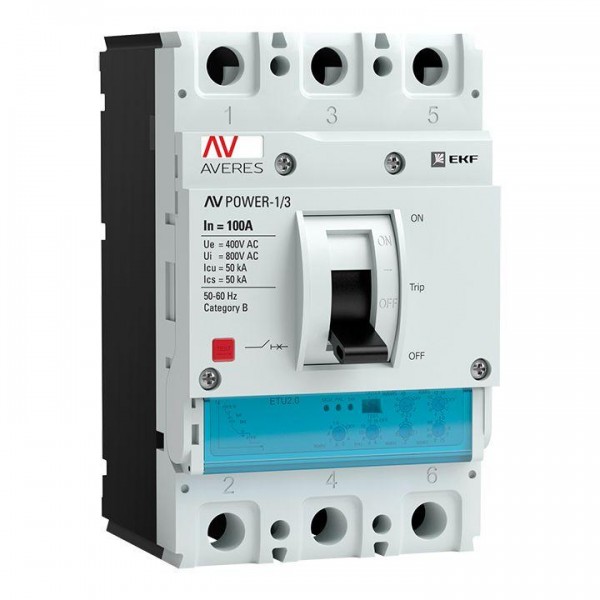  Выключатель автоматический 3п 100А 50кА AV POWER-1/3 ETU2.2 AVERES EKF mccb-13-100-2.2-av 