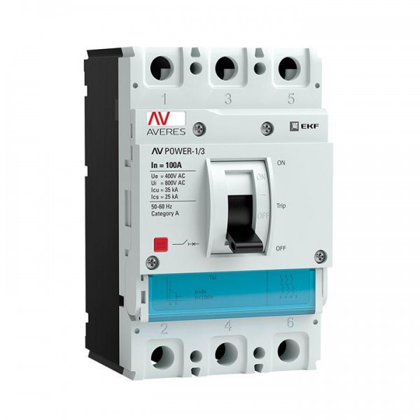  Выключатель автоматический 3п 100А 35кА AV POWER-1/3 TR AVERES EKF mccb-13-100-TR-av 