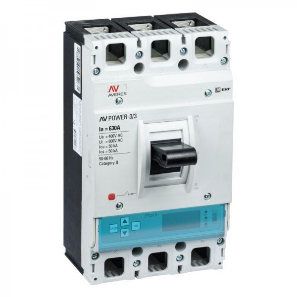  Выключатель автоматический 3п 630А 50кА AV POWER-3/3 ETU6.0 AVERES EKF mccb-33-630-6.0-av 