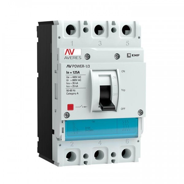  Выключатель автоматический 3п 125А 35кА AV POWER-1/3 TR AVERES EKF mccb-13-125-TR-av 