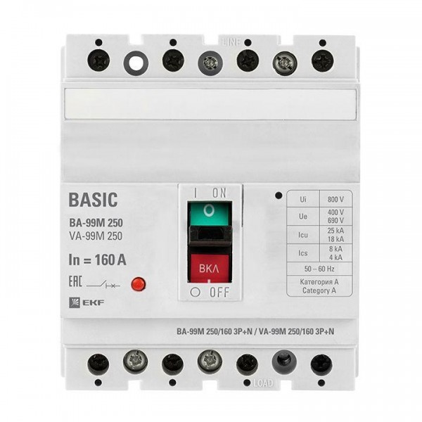  Выключатель автоматический 3п+N 250/160А 35кА ВА-99М PROxima EKF mccb99-250-160m-4P 