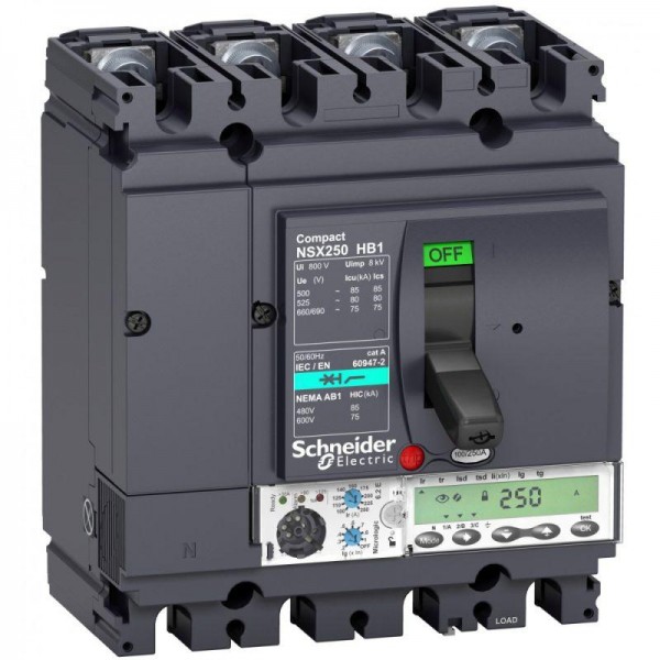  Выключатель автоматический 4п 100А 75кА при 690В NSX100HB1 Micrologic 6.2E SchE LV433314 