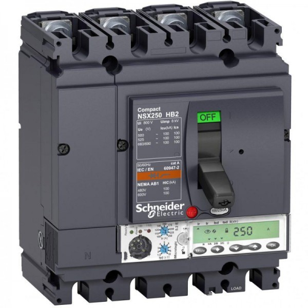  Выключатель автоматический 4п 100А 100кА при 690В NSX250HB2 Micrologic 5.2E SchE LV433579 